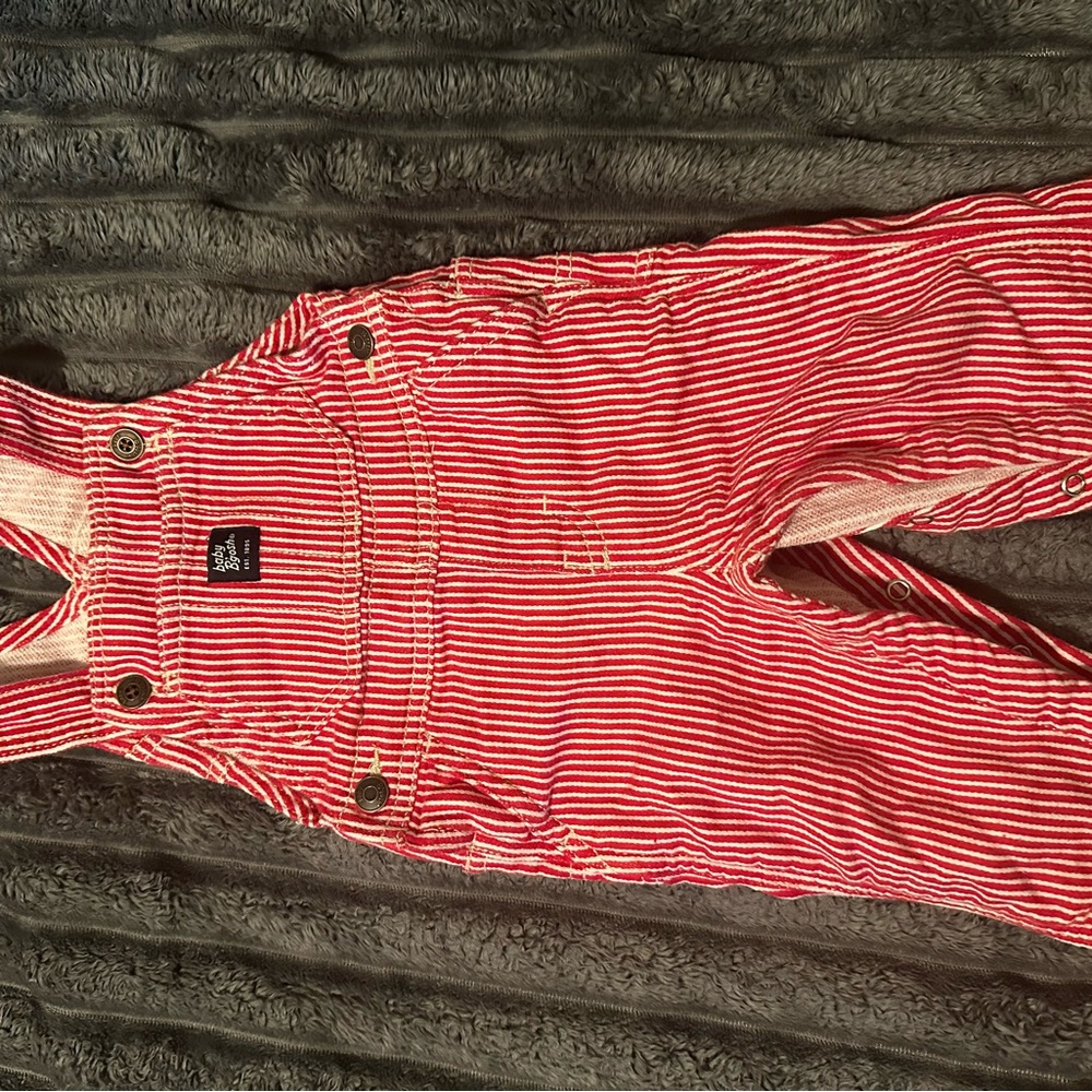 OshKosh B'gosh Red and White Striped Kids Overalls